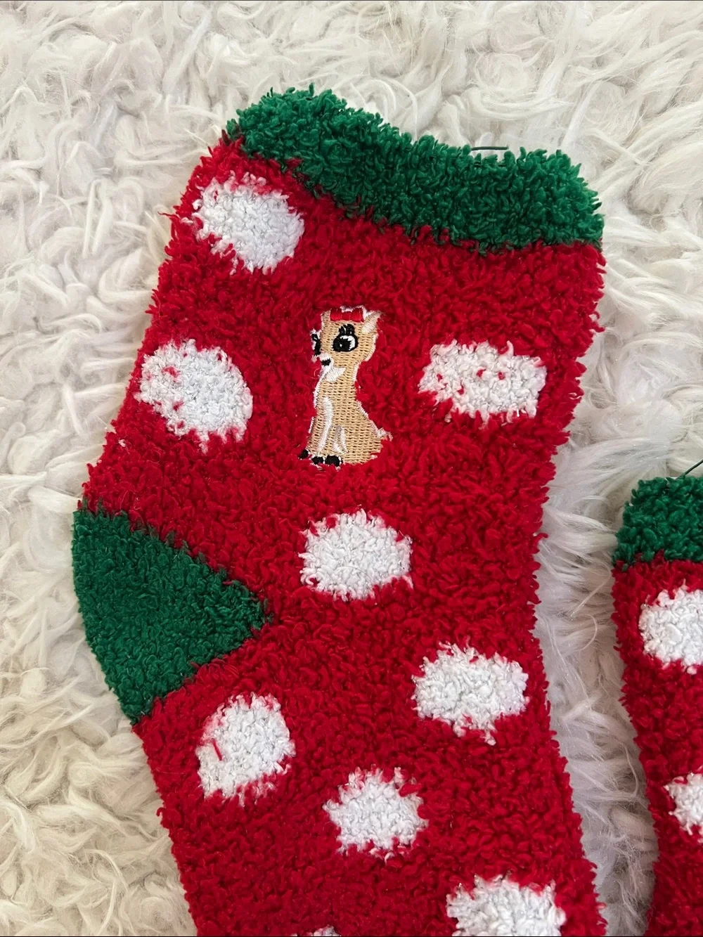 Rudolph the Reindeer Socks Fuzzy Clarice Christmas Holiday